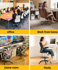 Collage of different chair setups for office, work from home, gaming room, and study environments with various chair types.