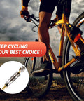 Cyclist with bike and 20 Pack Presta Valve Core Replacement Set For Tubeless Bike Wheels Brass Cores For Road And MTB inset
