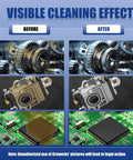 Before and after cleaning effect using 15L Ultrasonic Cleaner With Heater And Degassing, 110V 360W Workhorse, showing machinery and PCBs.