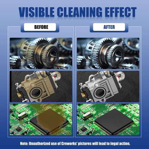 Before and after cleaning effect using 15L Ultrasonic Cleaner With Heater And Degassing, 110V 360W Workhorse, showing machinery and PCBs.
