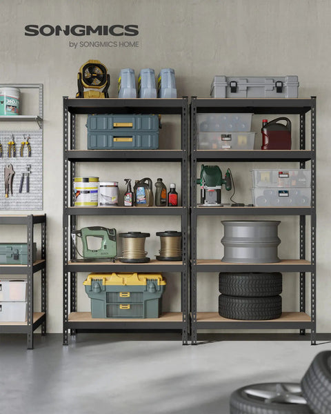 Rock Solid Steel Shelving Rack Set Of Two With Five Adjustable Levels Zero Fuss Boltless Setup Holds Heavy Loads Up To 462 Pounds Per Tier Built Tough Garage And Workshop Organizer