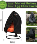 Waterproof Egg Chair Cover For Patio With Zipper 75x45 Inch Windproof And Weatherproof Outdoor Hanging Chair Cover Black