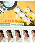 Pro Grade 12X 30X Magnifying Glass With Light And Stand showcasing dimmable brightness and adjustable color temperature features.