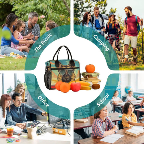 Insulated Lunch Bag Cooler Tote For Outdoor Picnics And Camping, Reusable Shoulder Bag With Detachable Strap in various settings