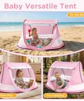 Pop Up Baby Beach Tent Sun Shade With Carry Bag No Fuss UPF 50 UV Protection Easy Setup For Beach Travel And Camping