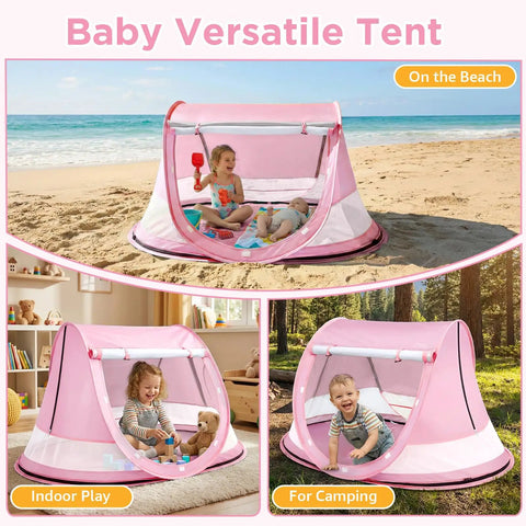 Pop Up Baby Beach Tent Sun Shade With Carry Bag No Fuss UPF 50 UV Protection Easy Setup For Beach Travel And Camping