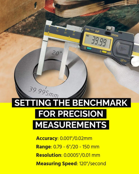 Absolute Origin 0 To 6 Inch Internal Slot Digital Caliper measuring metal part with precision display