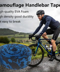 Camouflage EVA Road Bike Handlebar Tape With Bar Plugs Two Rolls Comfortable Grip Cycling Wrap Blue Tape Rolling