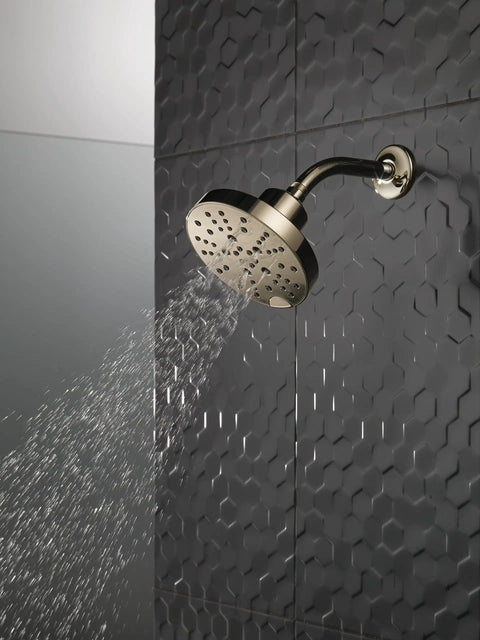 H2Okinetic 5 Setting Raincan Shower Head In Champagne Bronze With Touch Clean Spray Holes for Easy Wipe Calcium Build-Up Installs In Minutes