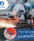 Worker using Beefed Up 7 Inch Cut Off Wheels For Metal And Stainless Steel Cutting Discs For Angle Grinders 7 x 1/16 x 7/8 Inch Pack Of 100