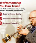 Ultra Euphonium Mouthpiece Silver Plated With V Type Backbore For Balanced Airflow And Rich Tone Large Shank For Easy High Register Articulation 5880E SM3U Euphonium Accessory Designed For Smooth Response And Warm Resonance, man playing trumpet