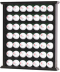 Open Golf Ball Display Case Rack In Black Finish With Green Felt Interior And Dimples On Shelves To Secure Balls No Door Cabinet