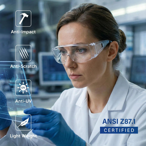 Heavy Duty Safety Glasses Over Glasses 12 Pack Ansi Z87 1 Clear Lens Scratch Proof Goggles Fit Prescription Specs Men Women Construction Shop Floor Go To Gear