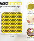 Rug Gripper Tape for Area Rugs, 12 Pack 4x4 Inch Double Sided Non Slip Carpet Tape, product dimensions and features