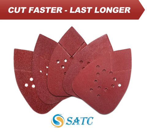 Mouse Detail Sander Sandpaper Pack For DIYers 50 Pcs Assorted Grits 60 80 120 150 220 135 Mm By 95 Mm 12 Hole Open Coat Aluminum Oxide Pads