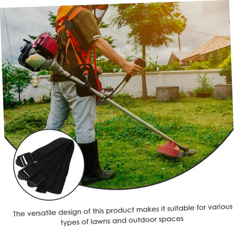 Eight Pack Lawn Spike Laces For Grass Spiked Shoes Straps Garden Aerator Shoes Nylon Laces Adjustable For Easy Yard Aeration While You Hustle Through The Grass with a lawn mower in the background