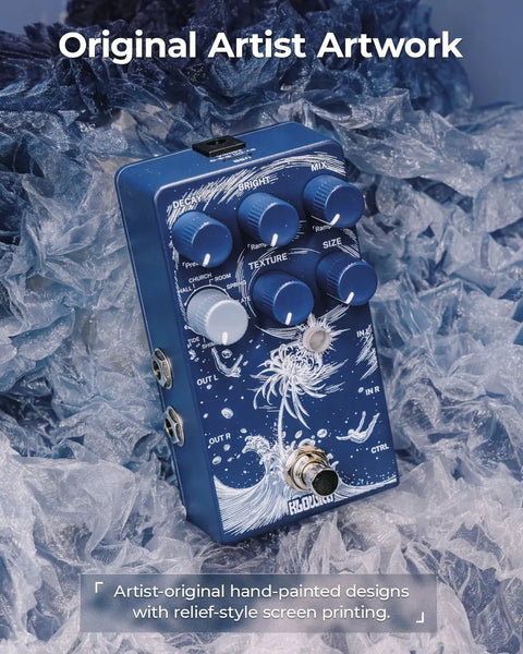 Artist-designed Limbo Stereo Reverb Pedal With Shimmer Tide And Freeze Nine Ambient Effects for electric guitar, bass, synth.