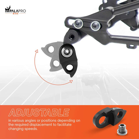 Close-up of Rear Derailleur Hanger Extender for Bikes Slick Shift Reach and Precision, adjustable design for Shimano hanger compatibility.