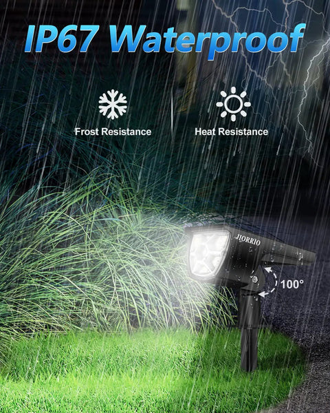 Outdoor Solar Spot Lights IP65 Waterproof 800 Lumen Landscape Spotlights Cool White 10 Pack Solar Powered Garden Lights raining