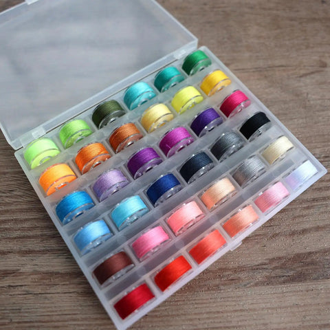 Top Shelf 72 Piece Sewing Thread Kit With 36 Vibrant Polyester Shades And Matching Bobbins And Each Spool Packs Four Hundred Yards Of Slick Stitching To Knock Out Quilting And Embroidery Projects Today