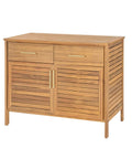 Outdoor Acacia Wood Storage Cabinet With Two Drawers And Double Door Shelf For Garden Poolside And Patio Weather Resistant Natural Finish