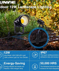 Low Voltage Landscape Lights 12W LED Outdoor Path Garden Lighting Kit Ultra Bright 900 Lumens Waterproof Weatherproof 3000K close-up