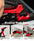 All In One Workhorse Rivet Nut Tool And Rivet Gun With 360 Degree Swivel Head For Tight Spaces used on metal panel