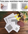 Easy Peasy Drywall Repair Kit with patches, sandpaper, and scrapers for 2in to 8in holes, DIY use on table.