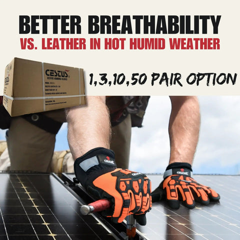6161 ANSI A6 Cut Resistant Impact Gloves With Dense Fabric Palm used in solar panel installation, better breathability.