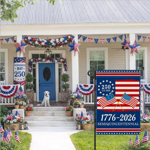 250th Anniversary America Garden Flag Double Sided USA Flag 1776 2026 Commemorative Patriotic Banner for Yard 12 by 18 Inch
