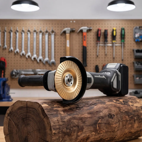 Duper Smooth 6pc Angle Grinder Wood Carving Discs With Vibration Reduction High Elastic Cushion For Easy Shaping Polishing And Grinding Long Sessions on wood log