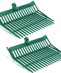 Two-pack of Army Green Manure Fork Replacement Head Set, 18 Tine Pitchfork Heads With Screws And Nuts, shown in a side view