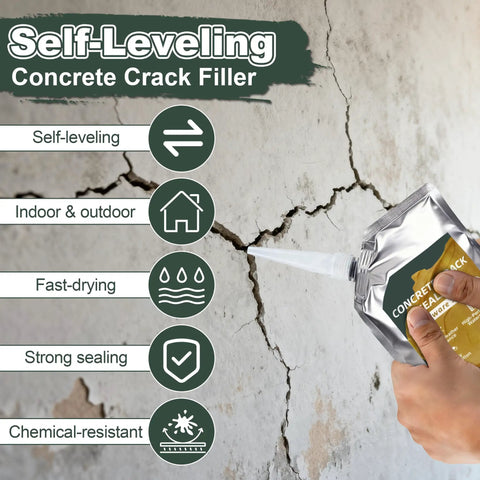 Self Leveling Concrete Crack Filler for Driveways and Patios, Heavy Duty All Weather Elastic Sealant, 500ML application