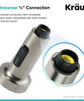 Stainless Steel Finish Dual Function Kitchen Faucet Sprayer Replacement Head, Easy Clean Nozzles, Universal 1/2 Inch Connection