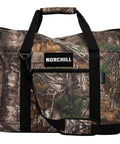 Hella Durable 48 Can Insulated Soft Sided Cooler Featuring Realtree Xtra Camo Shell view with handle and zipper