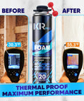 Complete Spray Foam Insulation Kit With Eighteen Cans Of Expanding Foam Sealant And A Heavy Duty Spray Gun For Sealing Cracks And Livening Up Your Weekend Home Reno Vibes, before and after insulation temperature comparison.