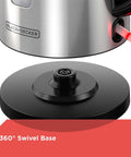 1.7L Cordless Electric Kettle In Sleek Silver With Automatic Shutoff And Boil Dry Protection; no fuss easy pour 360° swivel base