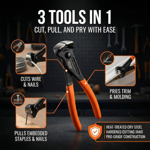 8 Inch End Cutting Pliers Heavy Duty CRV Steel Nail Puller Tool for Woodworking and Electrical Prep with Ergonomic Grip