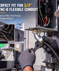 10 Piece Liquid Tight Conduit Connector Pack Includes 3/4 Inch Straight Fittings And Ninety Degree Elbows For Smooth Indoor Outdoor Cable Runs Into Boxes Heavy Duty Metal Construction Delivers No Sweat Installation And Rock Solid Grip - installation of 3/4 inch conduit connector to electrical box.