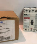 Pro Grade Heavy Duty Three Pole Panel Mount Type FD Molded Case Circuit Breaker shown with box, rated 60 Amp for 600 Volt AC.
