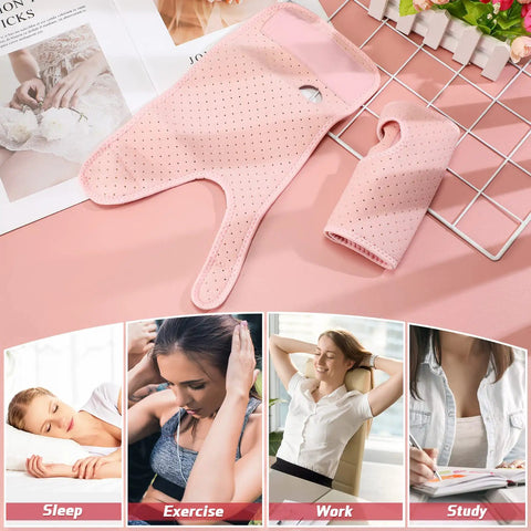 2 Pack Carpal Tunnel Wrist Braces for Night Use, pink cushioned sleep splints with adjustable thumb hole, left and right hand supports