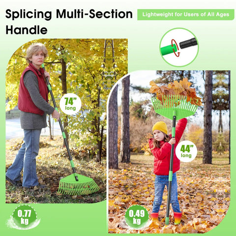 Heavy Duty Nylon Leaf Rake With 17 Inch Wide Head And 45 Inch Handle For Quick Lawn Cleanup, Lightweight Yard Rake