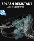 Six Pack Safety Goggles With Anti Fog Lenses ANSI Z87.1 Certified Lab Eyewear showing splash resistance feature