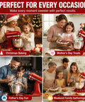 People using six-wire whisk attachment for tilt-head mixers for Christmas, Mother's Day, Father's Day, and family gatherings