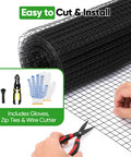 Hands cutting Vinyl Coated Hardware Cloth Roll 24 Inch By 50 Foot 19 Gauge Welded Steel Wire Mesh 1 Inch Squares with tools included