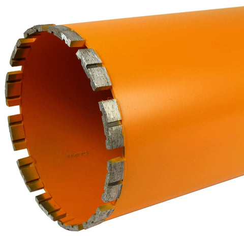 Five Inch Diamond Turbo Core Drill Bit And Hole Saw For Concrete And Masonry, 14 Inch Drill Depth, 1-1/4 To 7 Arbor For Core Drill Stand, Dry Or Wet Use, Laser Welded Teeth For Quick Cuts In Bright Orange