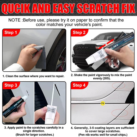 Bright White Touch Up Paint PW7 GW7 For Dodge Ram 2 In 1 Scratch Repair Pen Kit With Disposable Micro Applicators instructions