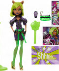 Clawdeen Wolf Dawn Of The Dance Reproduction Doll with purple dress, accessories, and stand for collectors, perfect for spooky vibes.