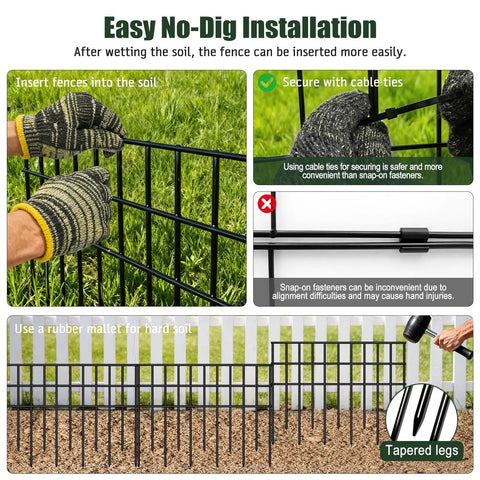 Easy installation of 15 Pack Dog And Critter Barrier Fence With 21.25 Feet Of No Dig Under Fence Barrier For Yard Rustproof Metal Garden Fence Gap Filler.