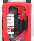 Swivel Head One-Hand Rivet Gun Kit in red case for metal and auto repair, includes 100 rivets, 4 drill bits, storage case